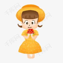 两小孩吃瓜素材